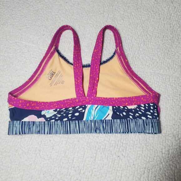 Athleta Girl Paradise Splash Bikini Swim Top Girls Size L /12 Purple Blue Floral - Picture 4 of 9